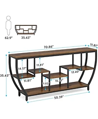 Tribesigns 70.9 Inch Long Sofa Table with Shelves, Rustic Console Table with Storage, Industrial Entryway Table Tv Stand, Behind Couch Table Accent Ta