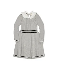 Hope & Henry Big Girls Organic Long Sleeve Cable Knit Peter Pan Collar Sweater Dress