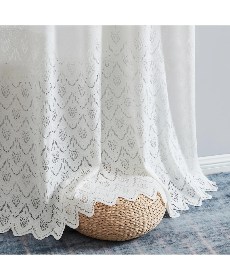 Hlc.me Monaco Premium Soft Decorative Ombre Lace Semi Sheer Light Filtering Rod Pocket Curtain Panels