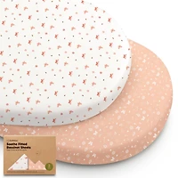 KeaBabies Bassinet Sheet for Baby Girls, Boys, 2-Pack Soothe Fitted Sheets, Bedside Mattress