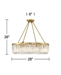 Possini Euro Design Jenna Modern Glam Ceiling Light Semi Flush-Mount Fixture 28" Soft Gold Metal 8-Light Clear Glass Shade for Bedroom Kitchen Living