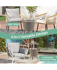 10 Gallon Cooler Bar Table Outdoor Coffee Table Ice Bucket with Telescopic Tabletop for Beer and Wine-Brown