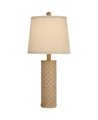 Gisele Country Cottage Style Table Lamp 24" High Gold Wash Lattice Column Tapered Drum Shade Decor for Living Room Bedroom House Bedside Nightsta