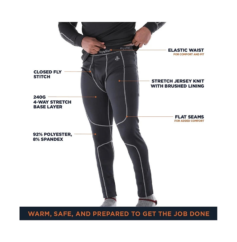 RefrigiWear Men's Heavyweight Stretch Knit Base-Layer Bottoms