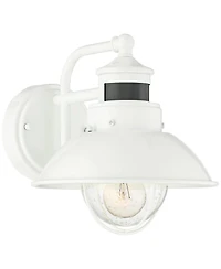 John Timberland Oberlin Rustic Industrial Farmhouse Outdoor Barn Light Fixture White Dusk to Dawn Motion Sensor 9" Clear Seedy Glass for Exterior