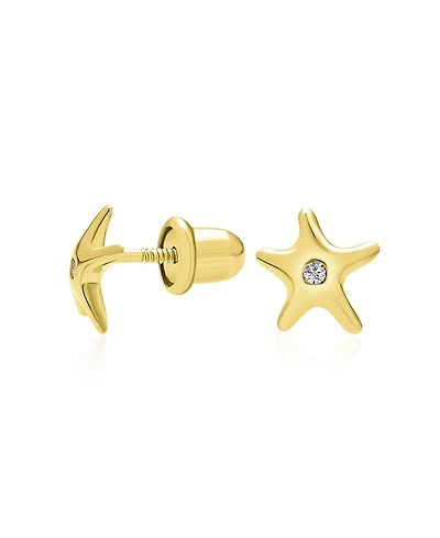 Bling Jewelry Petite Tiny Nautical Dolphin Green Turtle Yellow 14K Gold Stud Earrings Secure Screw back