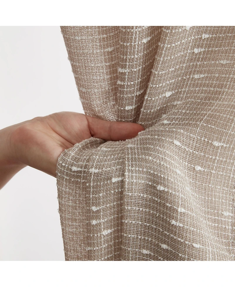 Hlc.me Emily Faux Linen Semi Sheer Transparent Rod Pocket Back Tab Lightweight Window Curtains Wide Panels