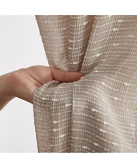 Hlc.me Emily Faux Linen Semi Sheer Transparent Rod Pocket Back Tab Lightweight Window Curtains Wide Panels