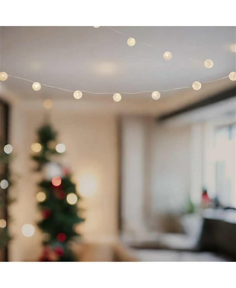 Led Crackle Glass Ball Light String 11'l