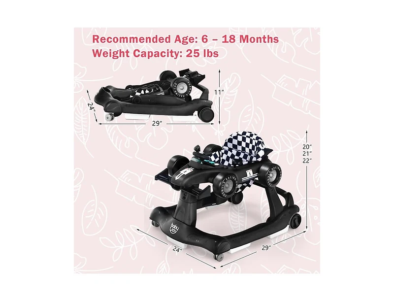 Slickblue Kids 4-in-1 Foldable Activity Push Walker with Adjustable Height