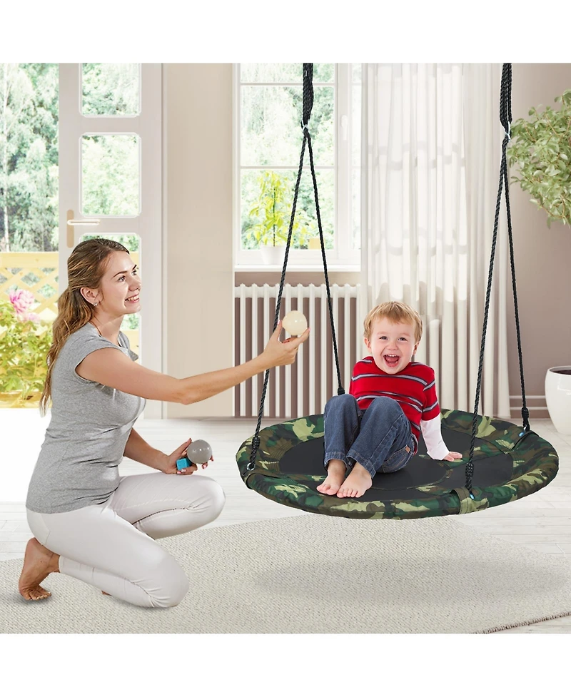 Slickblue 40 Inch Flying Saucer Tree Swing Outdoor Play Set with Adjustable Ropes Gift for Kids