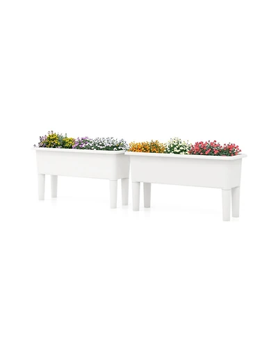 Slickblue 2 Pieces Raised Garden Beds Self-Watering Planter Box with Detachable Legs and Drainage Hole