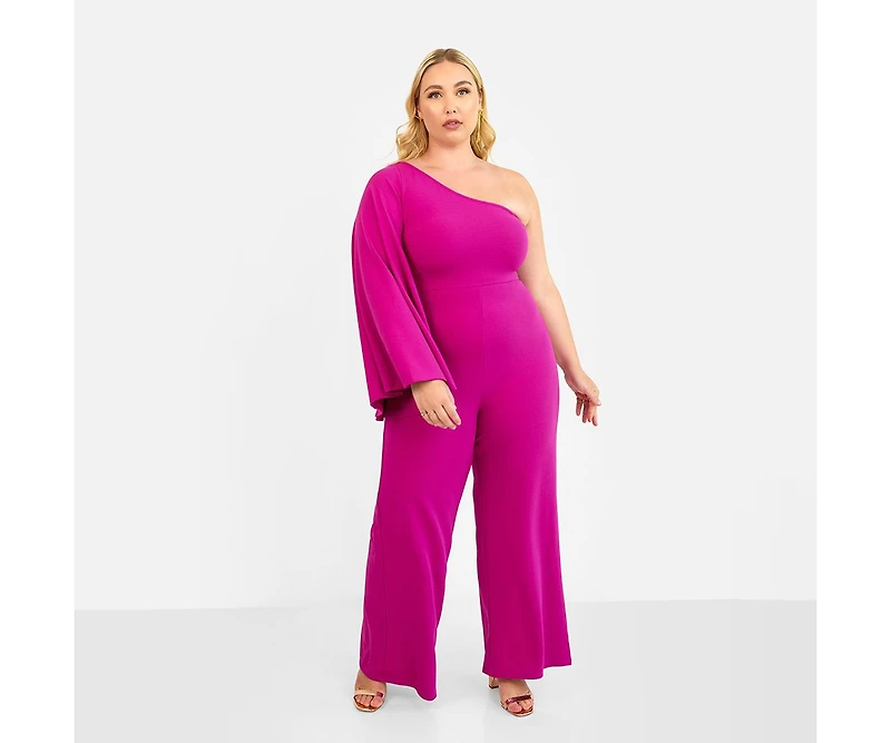 Rebdolls Plus Opal Extreme Single Sleeve Wide Leg Jumpsuit