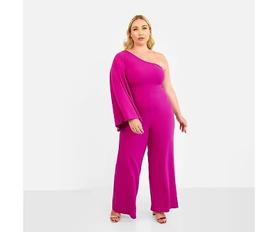 Rebdolls Plus Opal Extreme Single Sleeve Wide Leg Jumpsuit