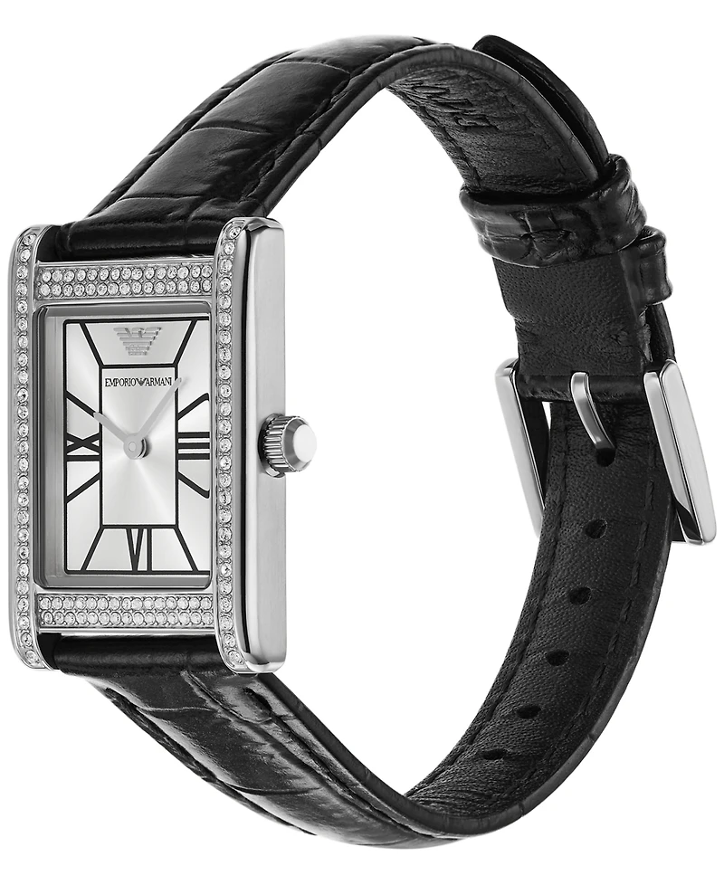 Emporio Armani Women's Black Leather Strap Watch 32mm