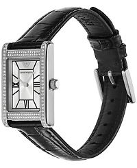 Emporio Armani Women's Black Leather Strap Watch 32mm