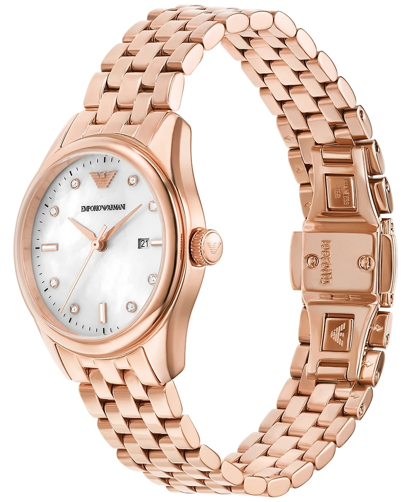 Emporio Armani Women's Rose Gold-Tone Stainless Steel Bracelet Watch 32mm