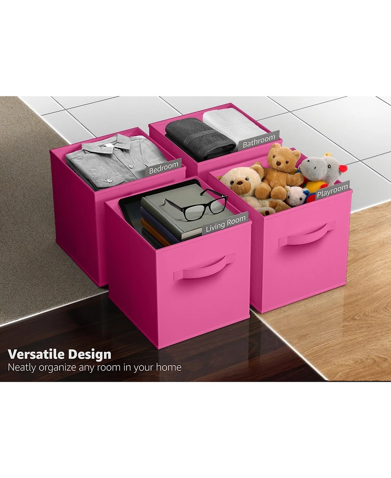 Sorbus 6 Pack 13 Inch Foldable Storage Cubes with Handles- for Organizing Home, Shelves, Nursery, Playroom