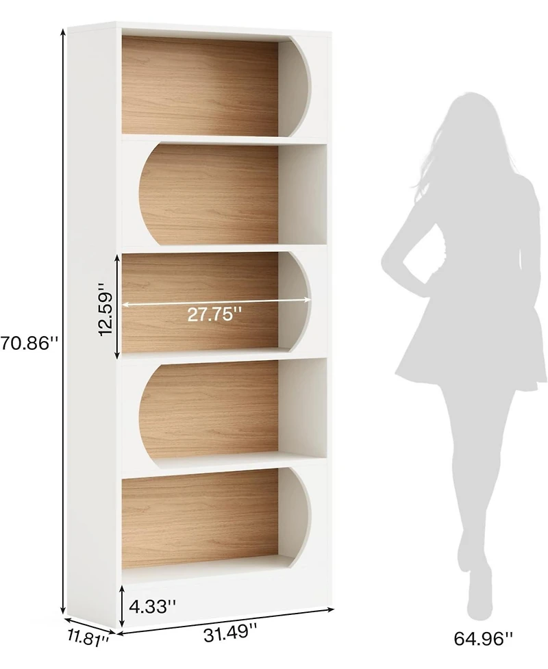 Tribesigns Modern 5-Tier Bookcase, 71-Inch Tall Freestanding Bookshelf with Storage Shelves, Large Open Bookcases Wood Display Shelving Unit
