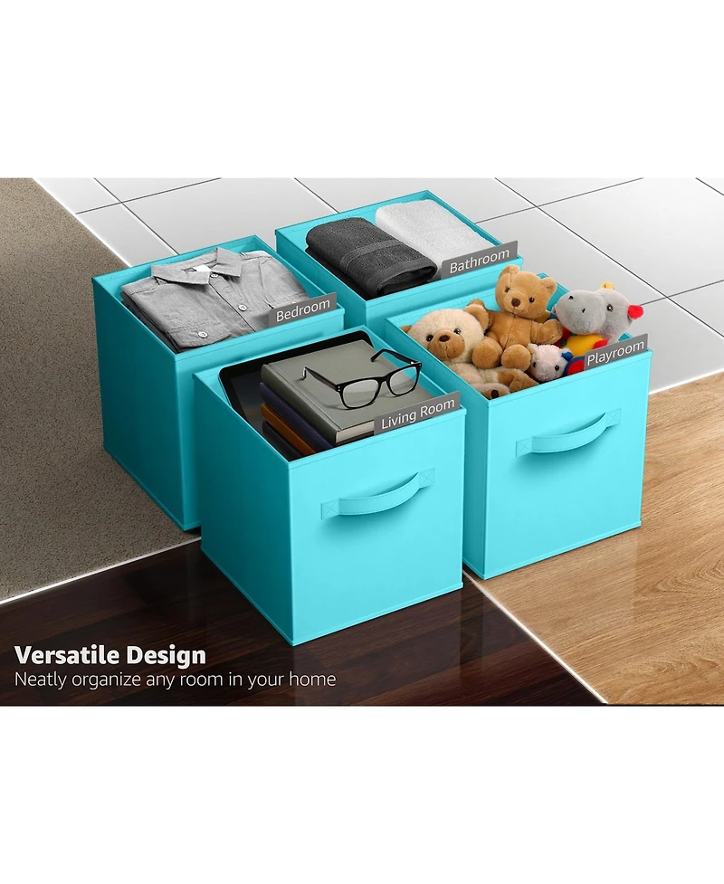 Sorbus 6 Pack 13 Inch Foldable Storage Cubes with Handles- for Organizing Home, Shelves, Nursery, Playroom