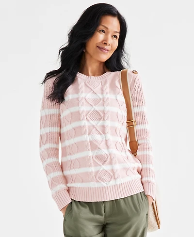 Style & Co Women's Button-Trim Cable-Knit Sweater, Macy's Exclusive