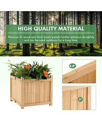 Slickblue Folding Square Fir Wood Raised Garden Bed with Removable Bottom