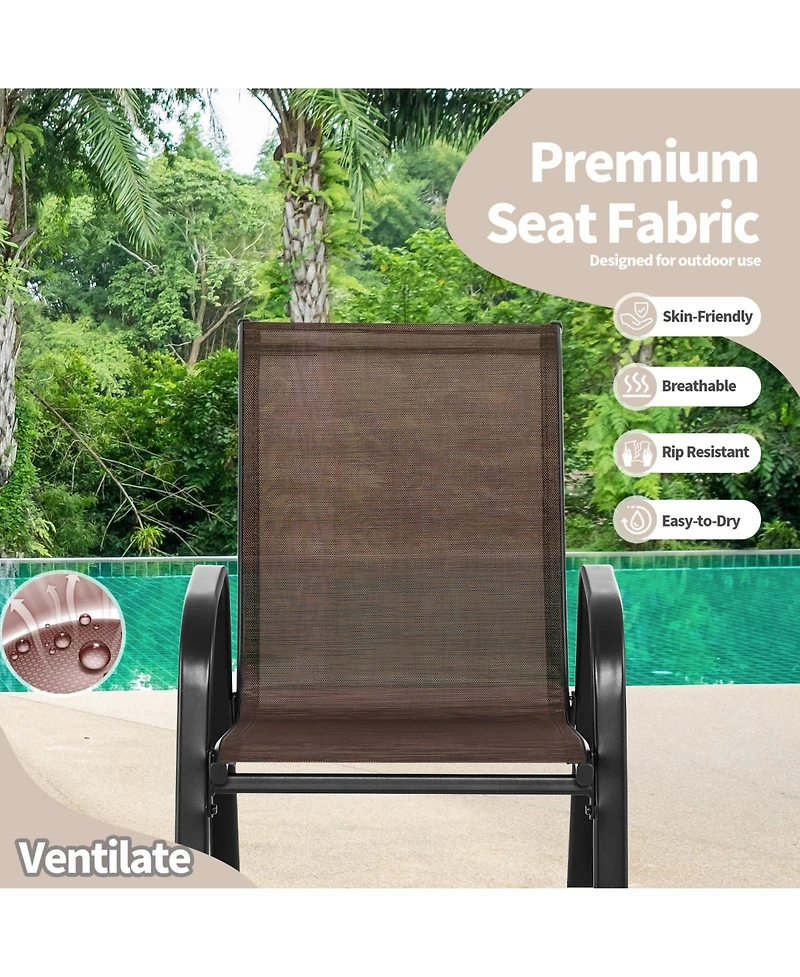 Slickblue Set of 2 Heavy-Duty Metal Patio Rocking Chair with Breathable Seat Fabric