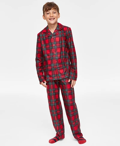 Holiday Lane Little & Big Kids Brinkley Plaid Notch Collar Matching Family Pajamas Set, Created for Macy's
