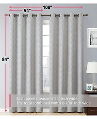 Hlc.me Redmont Lattice Pattern Thick Soft Thermal Insulated Energy Efficient Room Darkening Privacy Blackout Grommet Curtain Panels - Set of 2