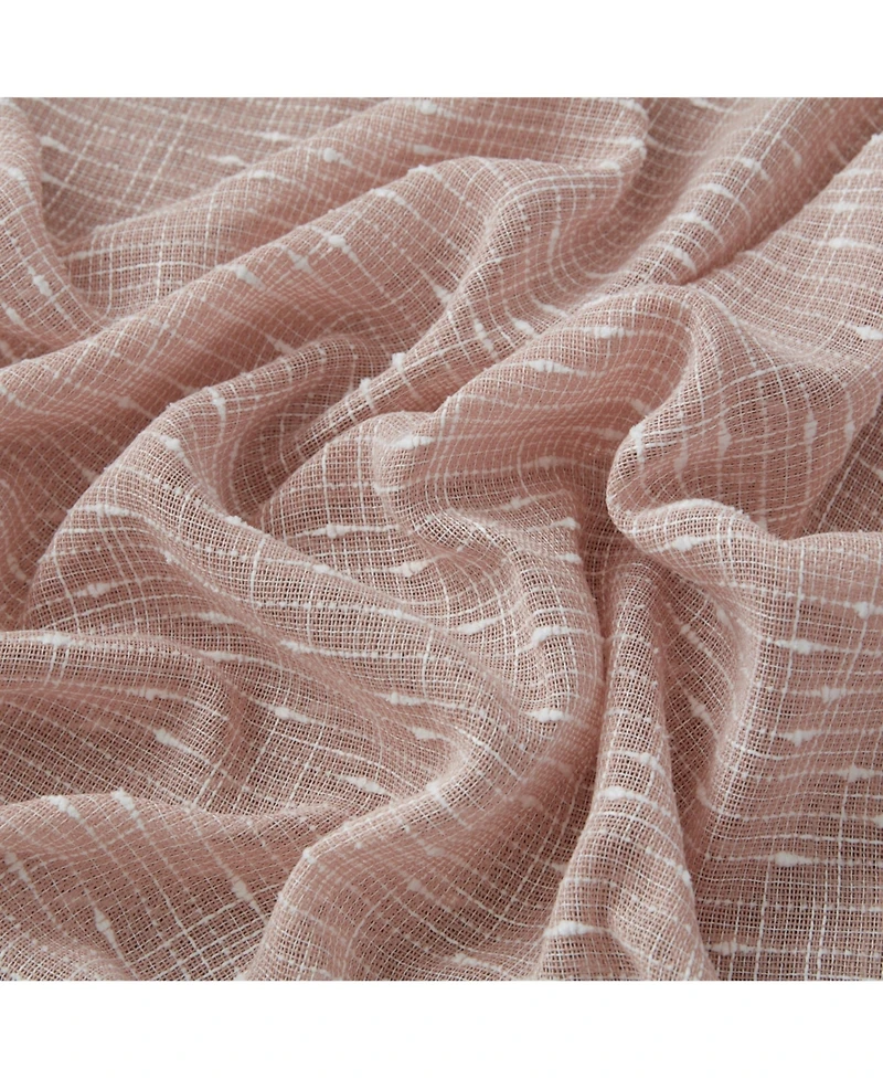 Hlc.me Emily Faux Linen Semi Sheer Transparent Rod Pocket Back Tab Lightweight Window Curtains Wide Panels