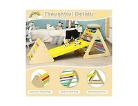 Slickblue 3 in 1 Wooden Set of 2 Triangle Climber with Ramp for Slid