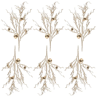 Slickblue Set of 6 Sleigh Bell Branches – Ideal for Holiday and Winter Decorating