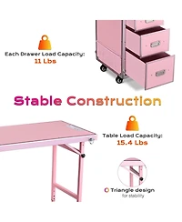 Byootique Nail Desk Mobile Station Rolling Makeup Manicure Table Nail Artist