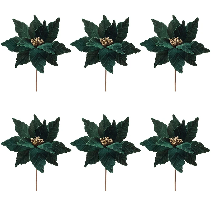 Slickblue Set of 6 Poinsettia Stems – Ideal for Holiday Floral Arrangements and Festive Decor