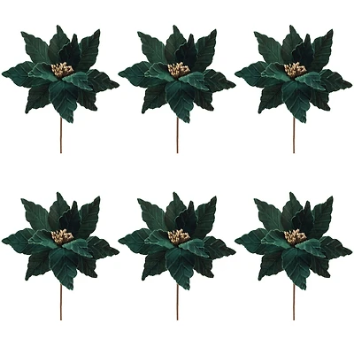 Slickblue Set of 6 Poinsettia Stems – Ideal for Holiday Floral Arrangements and Festive Decor