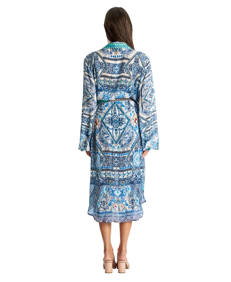 La Moda Clothing Women's Long Belted Overshirt