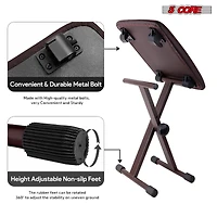 5 Core Keyboard Bench 2" Padded Cushioned Piano Stool Height Adjustable Guitar Seat Folding Portable