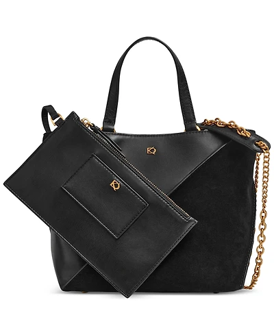 Donna Karan New York Setauket Leather & Suede Convertible Crossbody with Chain Strap