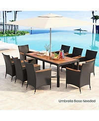 Slickblue 9 Pieces Outdoor Dining Set with Acacia Wood Tabletop