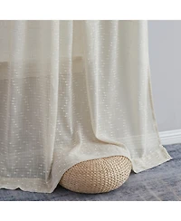 Hlc.me Emily Faux Linen Semi Sheer Transparent Rod Pocket Back Tab Lightweight Window Curtains Wide Panels