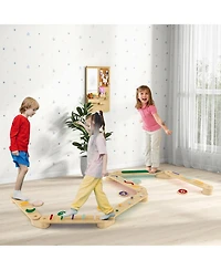 Slickblue Montessori Balance Beam Set Wooden Balance Boards with Stepping Stones