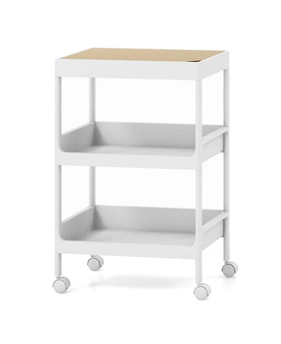 Slickblue 3/4 Tier Utility Rolling Cart with Detachable Tray Top and Locking Wheels