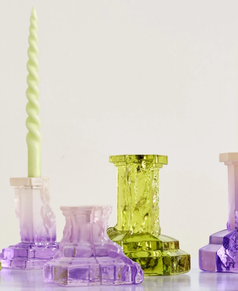 Kosta Boda Rocky Baroque Lilac Candlesticks