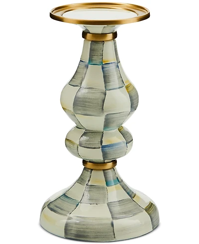 Mackenzie-Childs Sterling Check Medium Pillar Candlestick