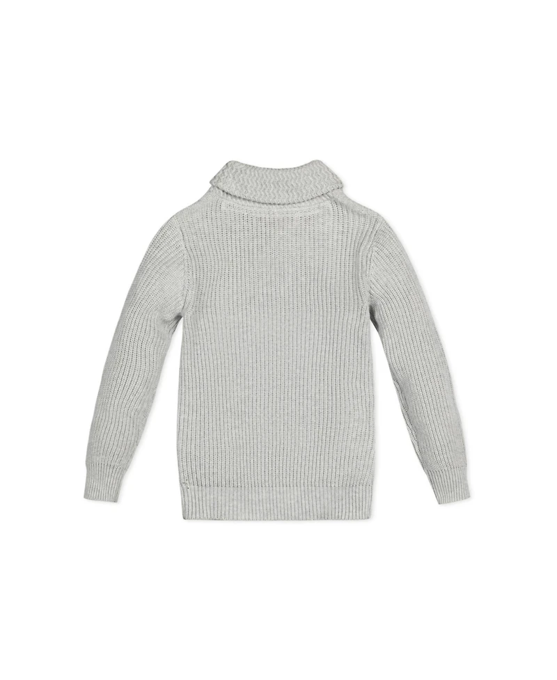 Hope & Henry Boys Organic Long Sleeve Shawl Collar Sweater