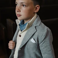 Hope & Henry Boys Organic Mock Neck Cable Sweater with Buttons