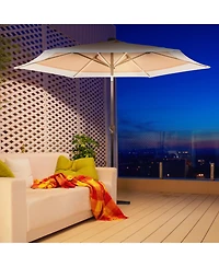 Jonathan Y 9ft 2-Tone Solar Led Patio Umbrella, 12 LEDs, Auto-Tilt, Crank, Uv Protection