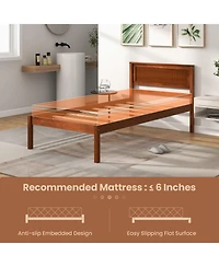 Sugift Twin Size Bed Frame with Wooden Headboard and Slat Support