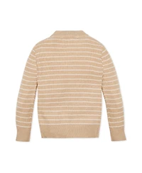 Hope & Henry Girls Organic Long Sleeve Mock Neck Sweater with Gold Buttons