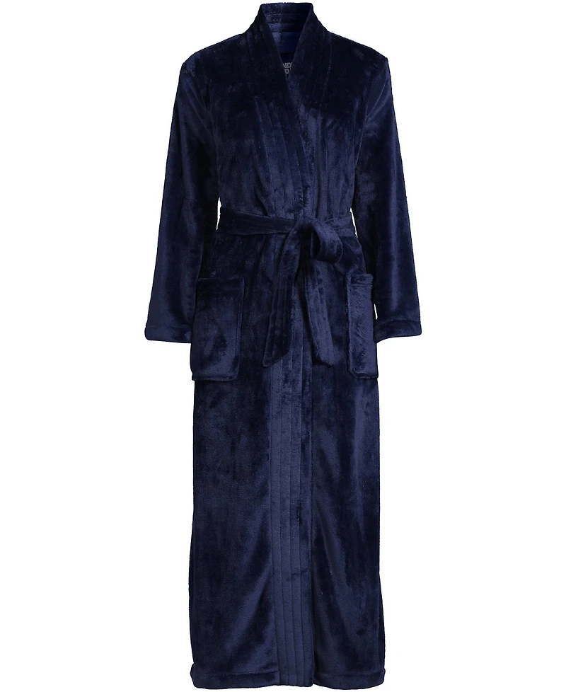Lands' End Plus Cozy Plush Long Wrap Robe